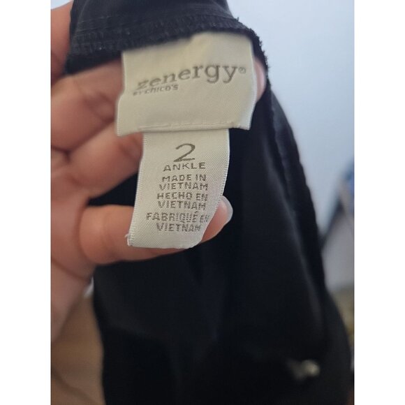 Womens Zenergy By Chicos Pants Size 2 Large Black Ankle Active - Picture 3 of 4